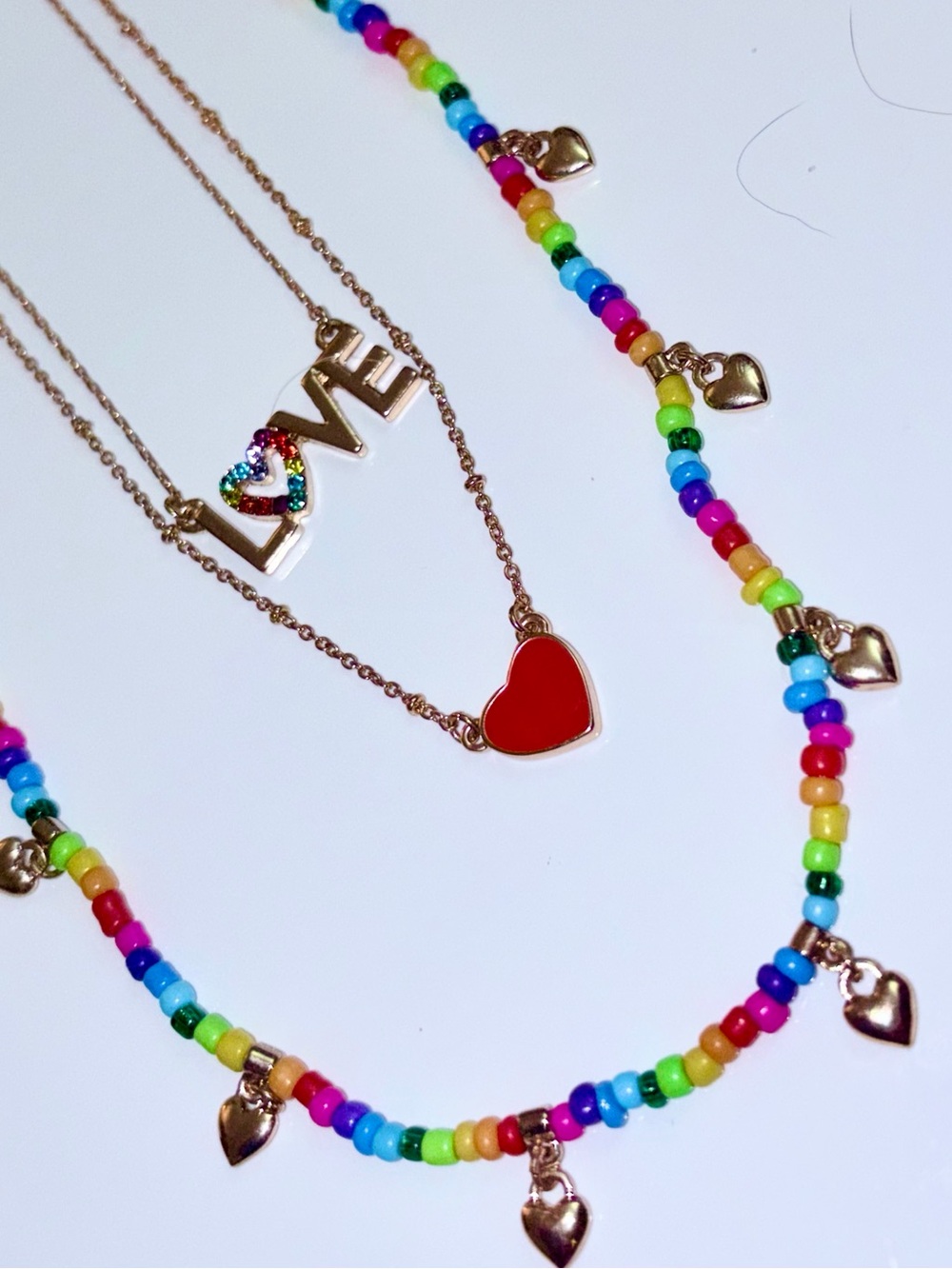 ✨RARE✨ Betsey Johnson 3-in-one Rainbow Love Necklace 🌈🦄🏳️🌈☮️